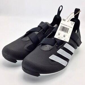 NEW Adidas The Indoor Cycling Shoes‎ Black White Stripe US Mens 5 Womens 6